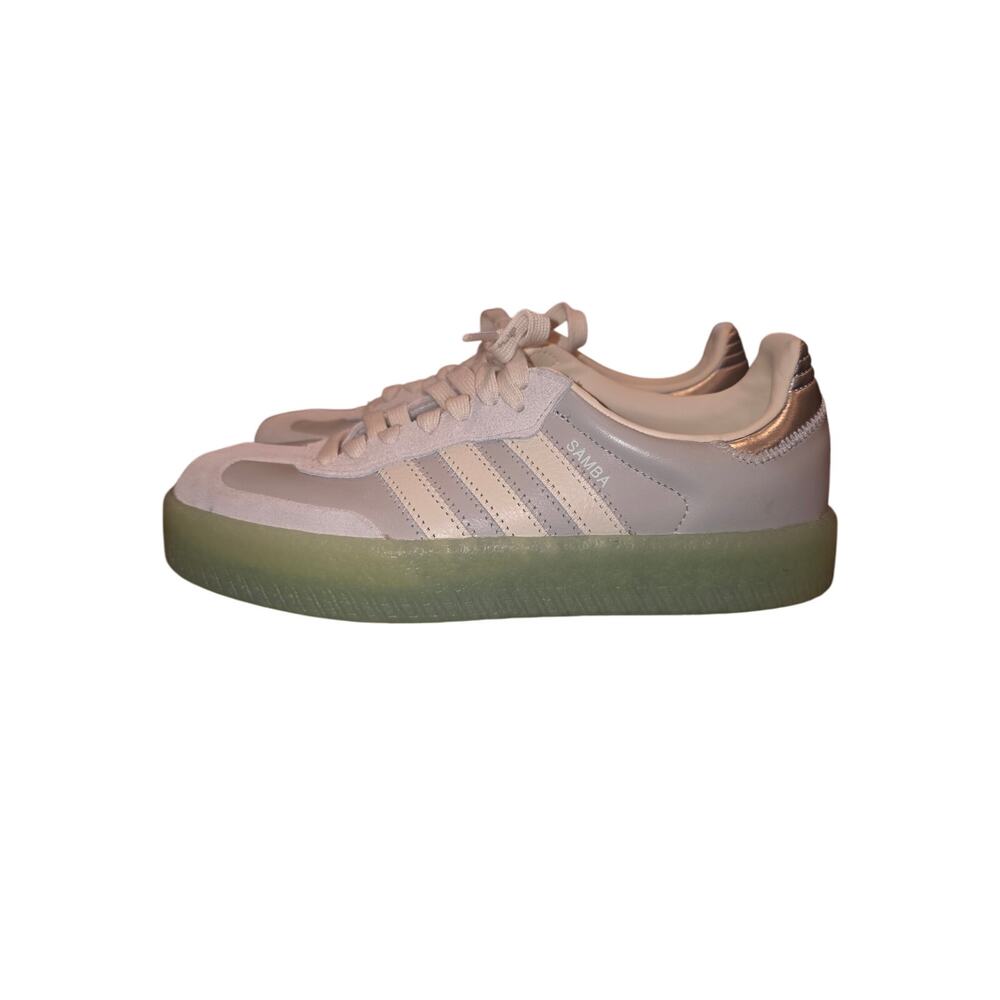 Adidas Samba XLG Womens 7.5 Silver Metallic Off White Gum‎ Sole Sneakers JI3077
